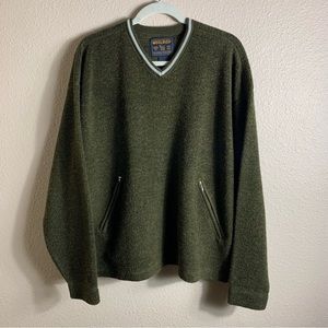 MENS GREEN WOOLRICH WOOL BLEND SWEATER